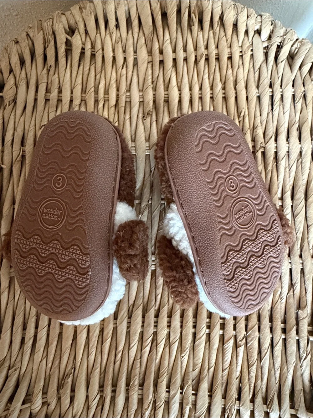 Cozy Puppy Plush Slip-On Kids Slippers - Cream & Brown